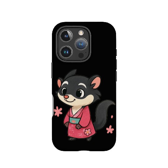 Kawaii Sly Fox in Traditional Kimono IPhone Cases