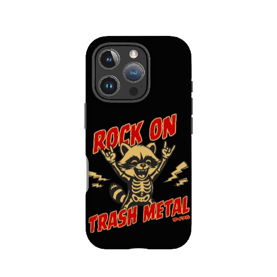 Rock On Trash Metal Raccoon Skeleton Jumpsuit IPhone Cases