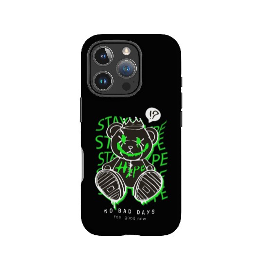 Neon Green Grunge Teddy Bear Design IPhone Cases