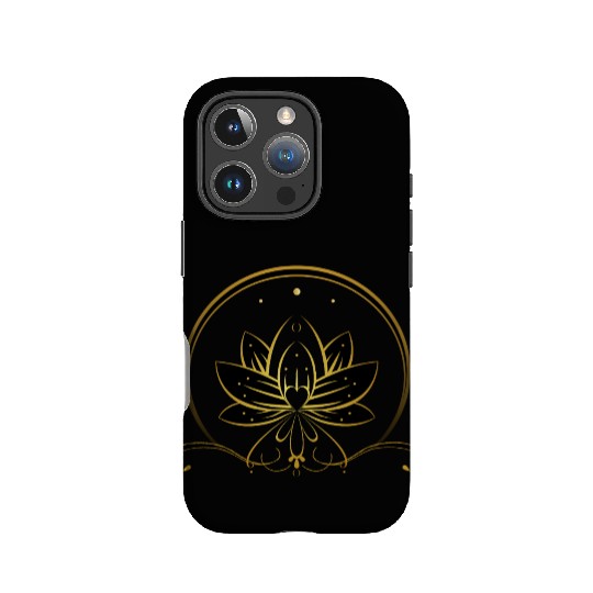 Golden Lotus and Butterfly Emblem IPhone Cases