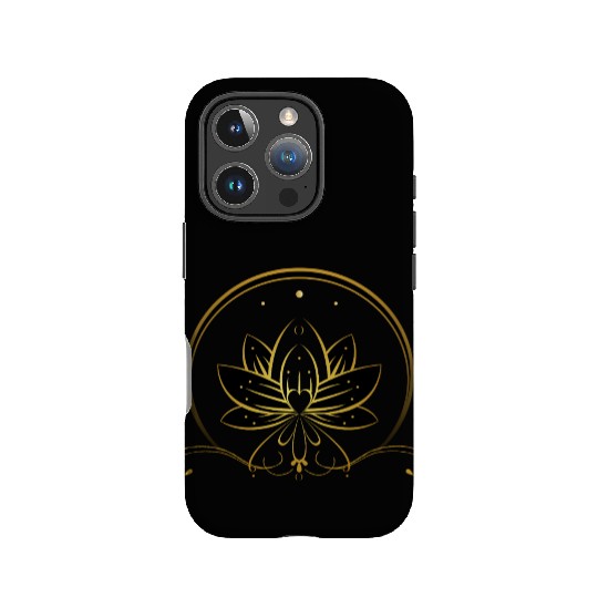 Golden Lotus and Butterfly Emblem IPhone Cases