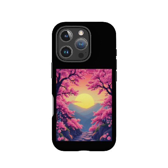 Cherry Blossom Sunset Path IPhone Cases