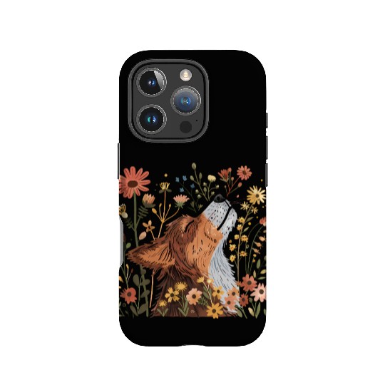 Serene Howling Wolf Amid Floral Bloom IPhone Cases