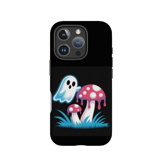Whimsical Ghost and Mushrooms Illustration IPhone Cases