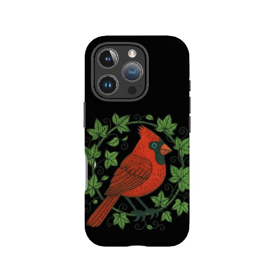 Vibrant Cardinal Amidst Ivy Leaves IPhone Cases