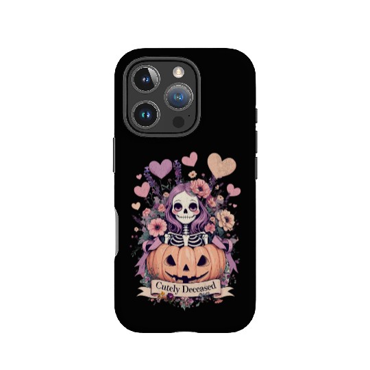 Whimsical Skeleton with Pumpkin and Floral Accents IPhone Cases