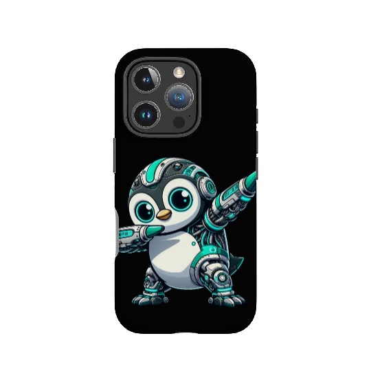 Futuristic penguin robot cyborg technology AI IPhone Cases