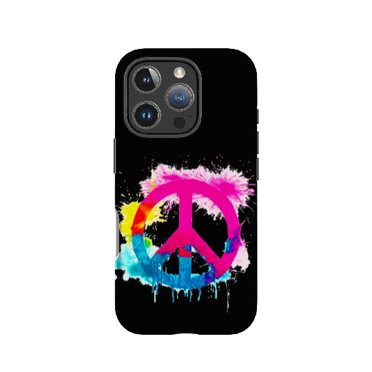Peace sign neon colors groovy spray paint splatter IPhone Cases
