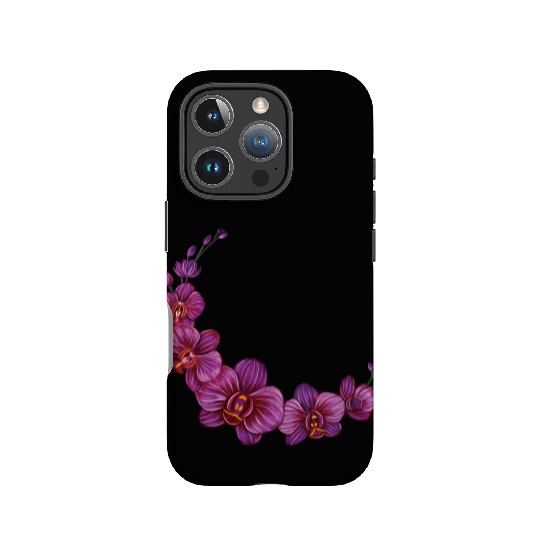 Violet Moon Orchid Flower branch illustration IPhone Cases