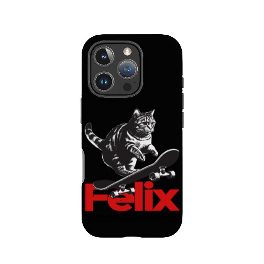 Cool Cat Skateboard with cute Boy Name FELIX IPhone Cases