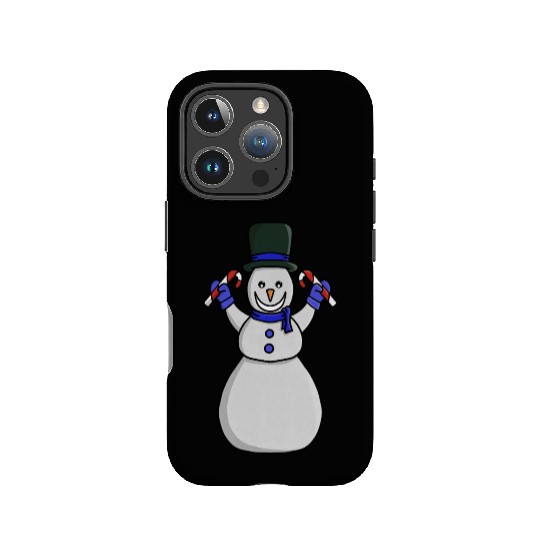 Festive Snowman with Candy Cane and Gloves IPhone Cases