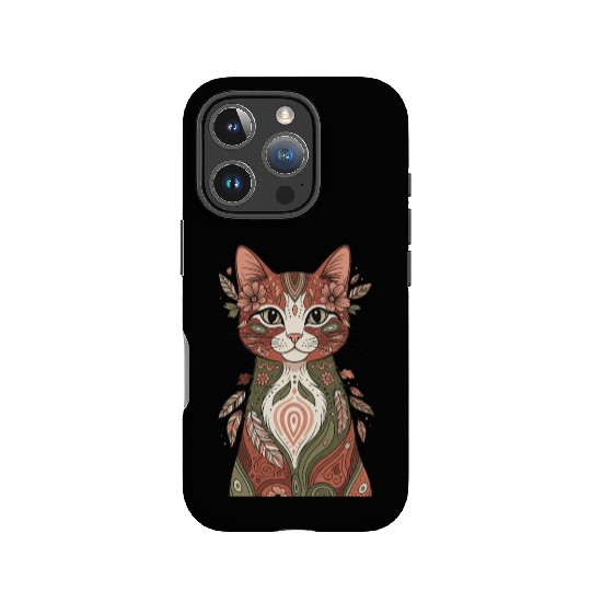 Boho Psychedelic Cat – Floral Hippie Design IPhone Cases