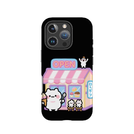 Kawaii Cat Ice Cream Shop Illustration IPhone Cases