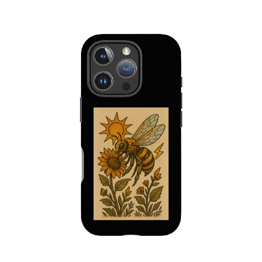 Sun and Bee Botanical Illustration IPhone Cases