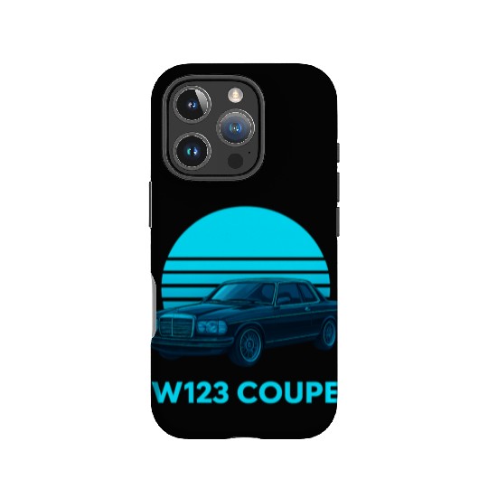 Black W123 Coupe – Neon Retro 80s Style Automotive IPhone Cases