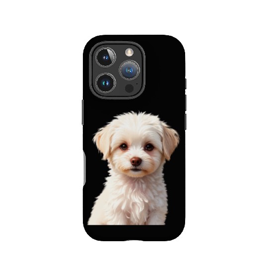Adorable White Puppy Portrait Design IPhone Cases