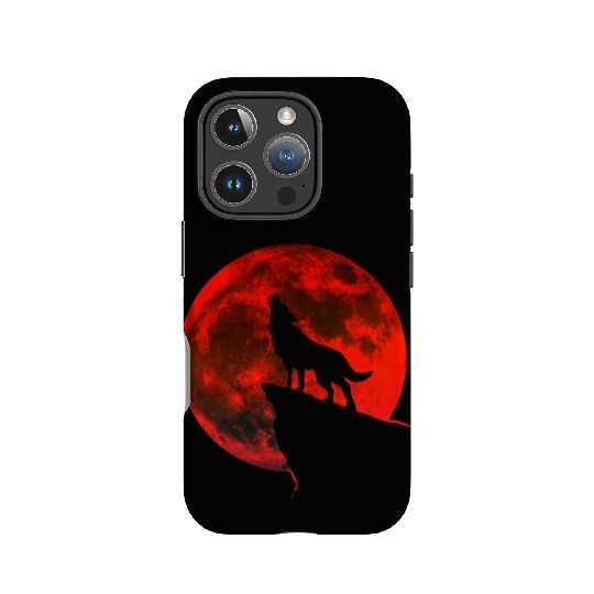 Howling wolf full blood moon space galaxy gift dog IPhone Cases