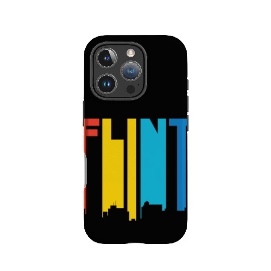 Retro 1970's Style Flint Michigan Skyline IPhone Cases