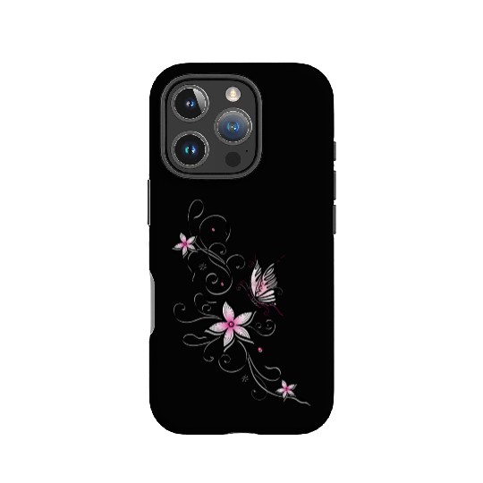Butterfly with Ornamental Flowers IPhone Cases
