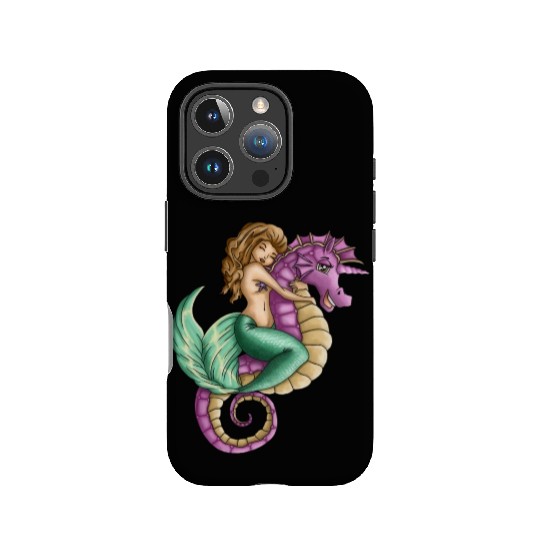 Little mermaid and cute seahorse lovely friendship IPhone Cases