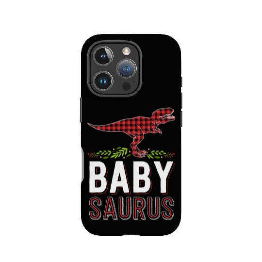 Baby Saurus T Rex Kid Red Plaid Matching Family IPhone Cases