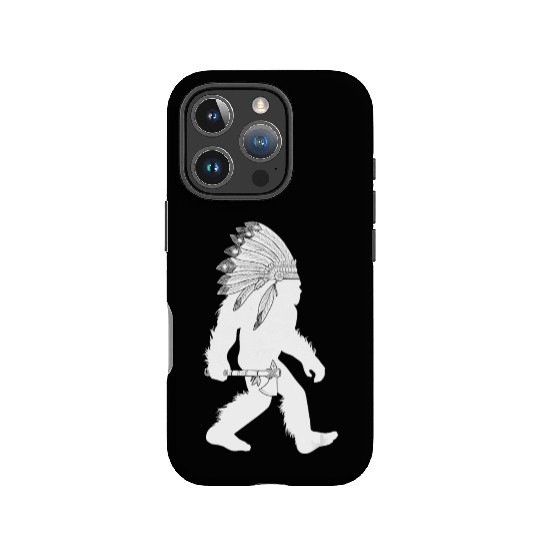 native american bigfoot wearing head holding IPhone Cases