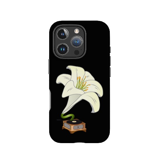 nostalgic lilies flowers blossoms gramophone IPhone Cases