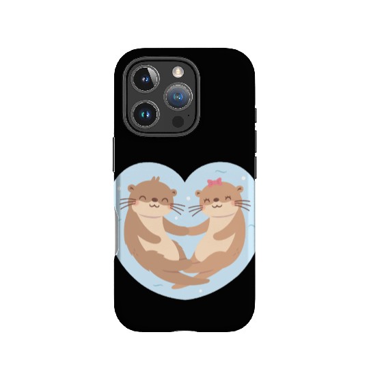 Otter Couple In Love Blue Heart IPhone Cases