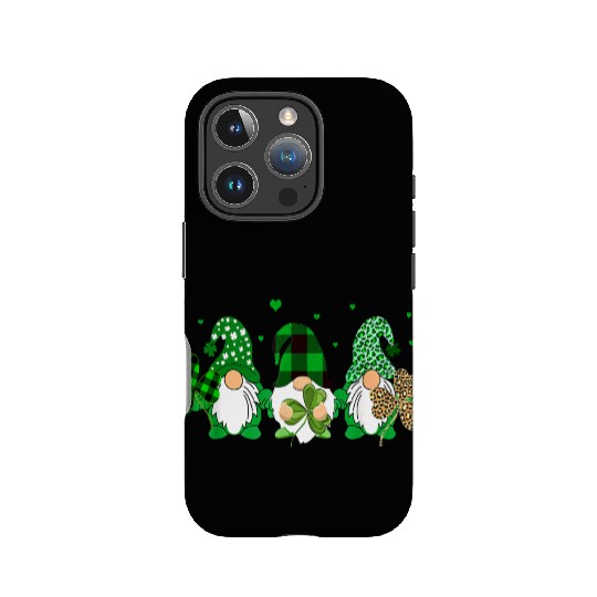 Three Gnomes Holding Shamrock Leopard Plaid IPhone Cases