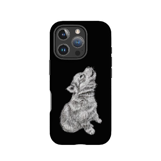 Cute Baby Howling Wolf Cub Sketch IPhone Cases
