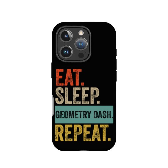 Eat sleep geometry dash repeat retro vintage IPhone Cases