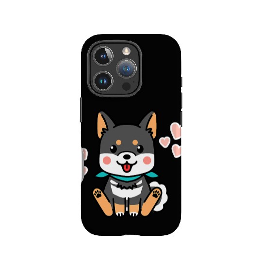 Black Shiba Inu Valentines Day Kawaii Japanese Dog IPhone Cases
