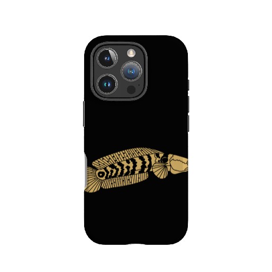 black and gold channa snakehead fish illustrations IPhone Cases