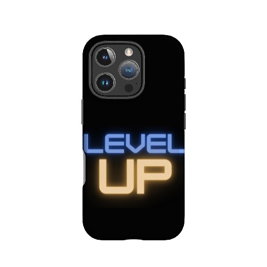 Black Level Up Neon Typography IPhone Cases