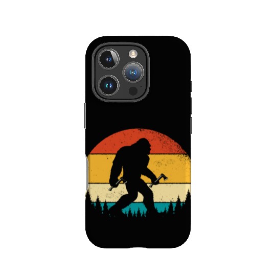 Funny Retro Vintage Style Bigfoot in Throwing Axe IPhone Cases