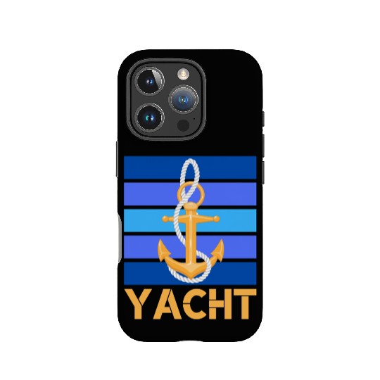 YACHT ANCHOR ORANGE AND BLUE OCEAN SEA CAPTAIN IPhone Cases