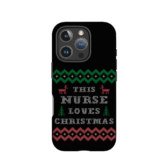 Nurse RN LPN Ugly Christmas Sweater Reindeer Tree IPhone Cases