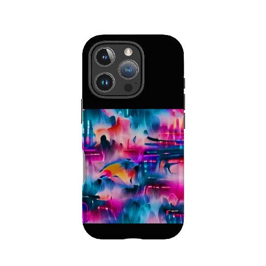 Abstract watercolor pattern in retro neon colors IPhone Cases