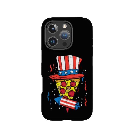 Pizza US Flag Hat Firecracker 4th Of July Food IPhone Cases