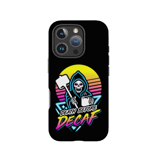 Death Before Decaf (Gym Reaper) Retro Neon IPhone Cases