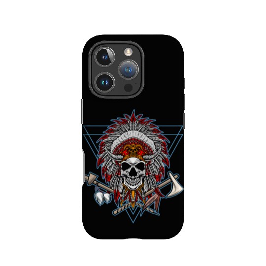Native American Chief Skull Axe IPhone Cases
