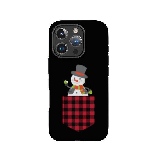 Christmas Cute Snowman In Buffalo Plaid Pocket IPhone Cases