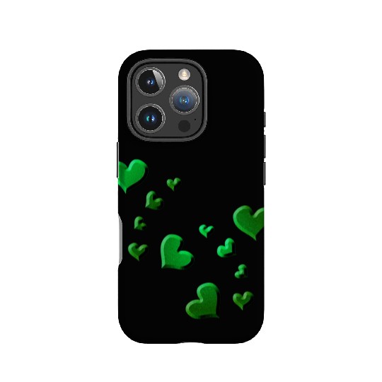 Hearts pattern green icon glitter IPhone Cases