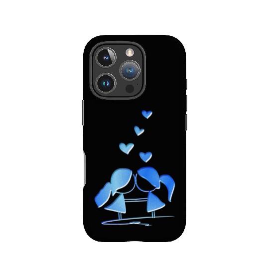 Loving couple lesbian blue glitter love IPhone Cases