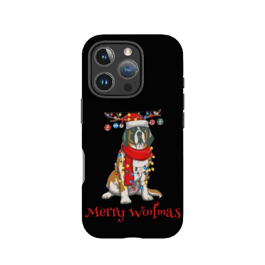 Christmas Saint Bernard Dog Holiday Lights Merry W IPhone Cases