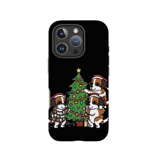 Saint Bernard Christmas Tree IPhone Cases