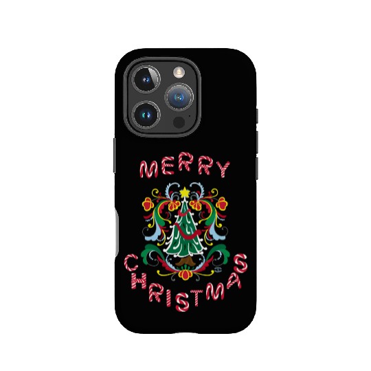 Merry Christmas Decorative Tree with Candy Cane IPhone Cases