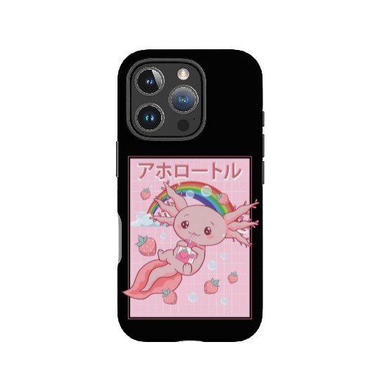 Kawaii Axolotl Strawberry Milk IPhone Cases