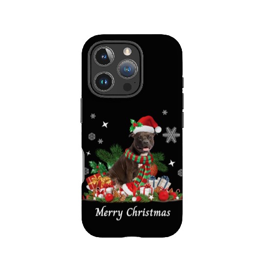 Christmas Pitbull, Pit Bull dog, Merry Christmas IPhone Cases