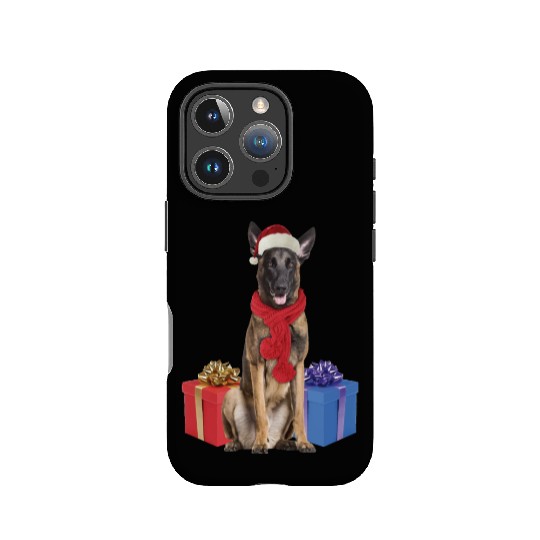 Christmas Belgian Mallinois dog IPhone Cases